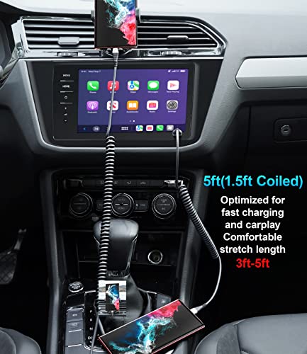 USB Type C Cable Fast Charging 2Pack 5ft Coiled USB A to USB C Charge Cable (2 count)