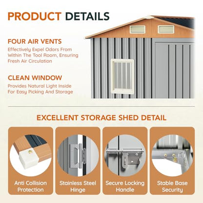 6x4FT Multi Used Outdoor Storage Shed with Frame Floor