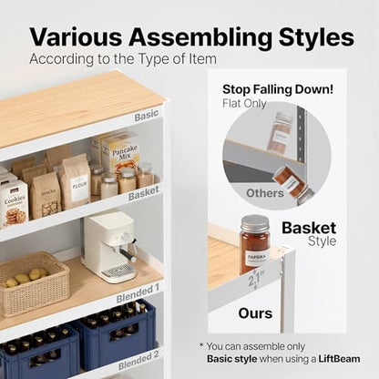 House White 48.1" W 5 Tier Storage Shelves Garage Shelving Unit