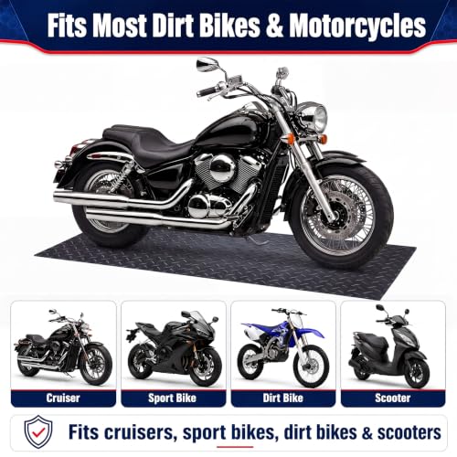 Motorcycle Mat Garage Floor Rug Washable Parking Mats for Garage Floors Non Slip Oil Absorbent Pad Rubber Backing Layer Protects Floor