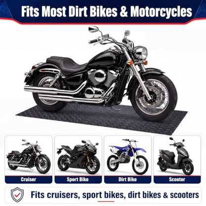 Motorcycle Mat Garage Floor Rug Washable Parking Mats for Garage Floors Non Slip Oil Absorbent Pad Rubber Backing Layer Protects Floor