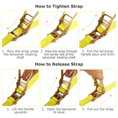 4 Pack 2 Inch Ratchet Straps Heavy Duty 20ft Tie Down Straps Ratchet with Double J Hook (4 Count)