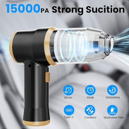 Mini Car Vacuum 15000Pa Portable Cordless Handheld Vacuum Cleaner
