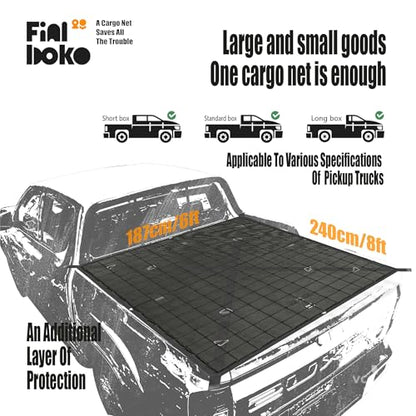 Highly Elastic Cargo Net for Pickup Truck Bed