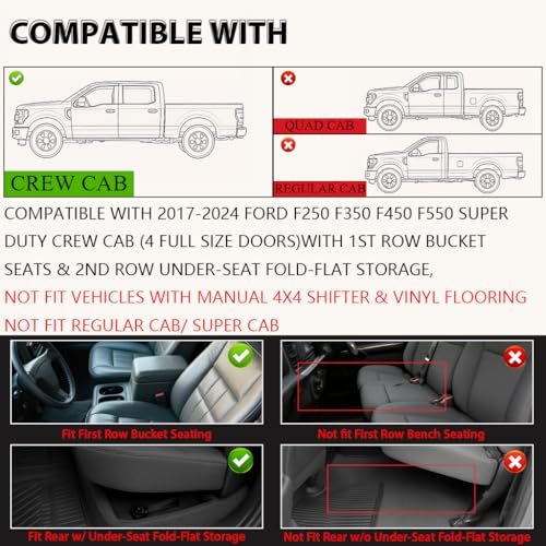 Floor Mats Fit Ford F250 F350 F450 F550 Crew Cab 2017