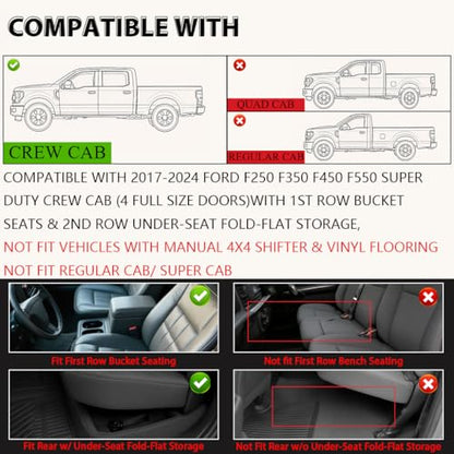 Floor Mats Fit Ford F250 F350 F450 F550 Crew Cab 2017