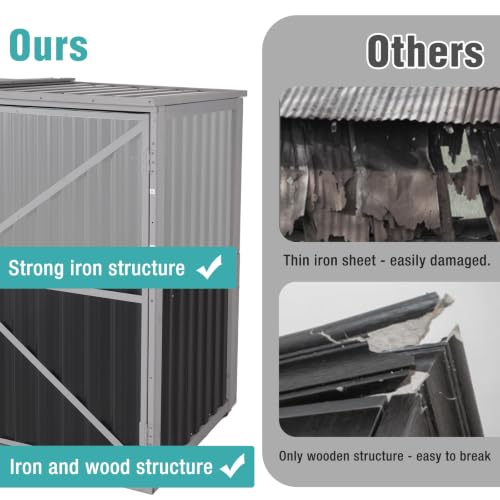 Outdoor Storage Shed 4.2x2.2FT with Metal Frame & Fir Wood