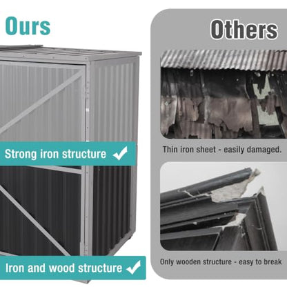 Outdoor Storage Shed 4.2x2.2FT with Metal Frame & Fir Wood