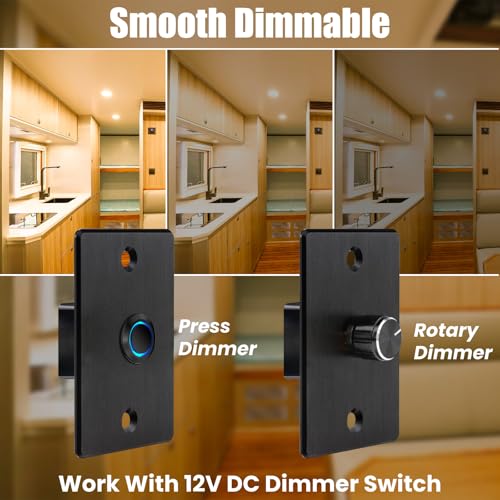 3 Inch RV Recessed Ceiling Lights 12V 3W 3000K (6 Count)