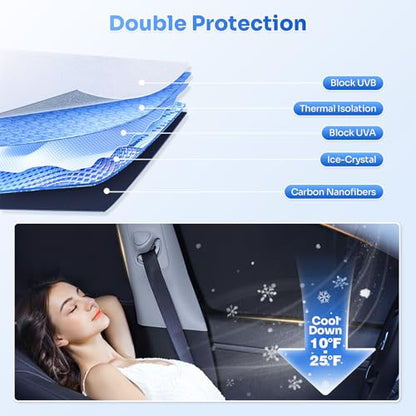 Window Shades for 2025 2026 New Tesla Model Y Juniper Accessories Windshield Sun Shade Side Rear Window Covers Sunshade Sun Visor Shield Privacy Protection for Camping Keep Car Cool Black 8PCS (8 Count)