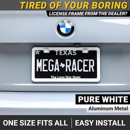 Premium Slim Gloss White License Plate Frame