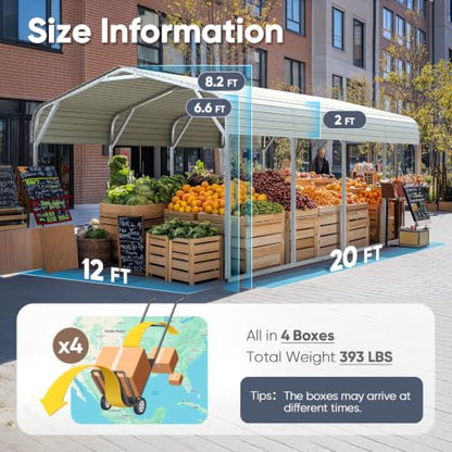 12x20 FT Heavy Duty Metal Carport
