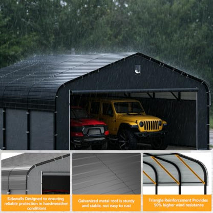 20x20 Metal Carport with Removable Sidewalls