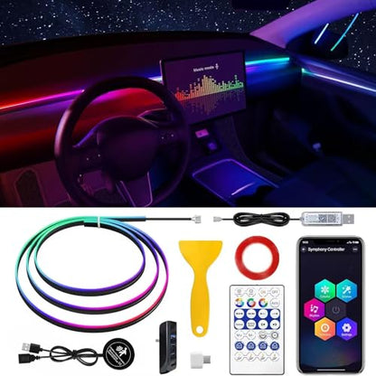 Acrylic Interior Car LED Strip Light with 30S Motion Sensor Switch&USB Hub