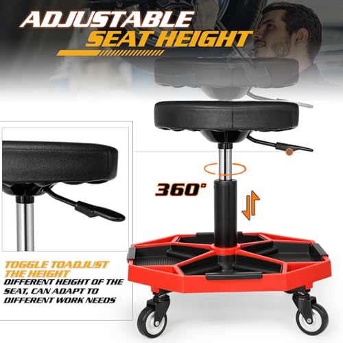 Adjustable Mechanics Stool with Wheels