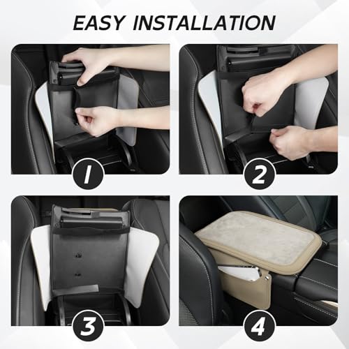 Car Leather Center Console Cover with 2 Storage Bags