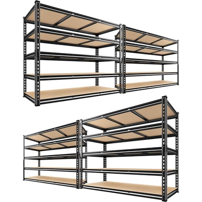 48" W Garage Shelving 3080LBS Storage Shelves 5 Tier Industrial Shelving Adjustable Metal Storage Shelves for Garage (4 Count)