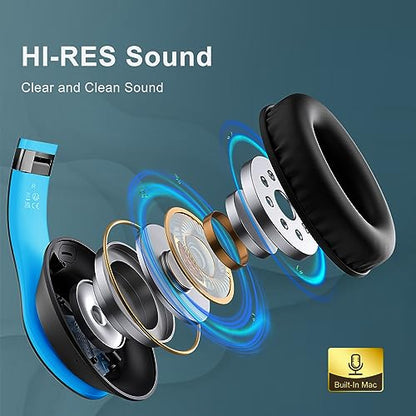 Wireless Bluetooth Headphones Over Ear V6.0 HiFi Stereo with Mic