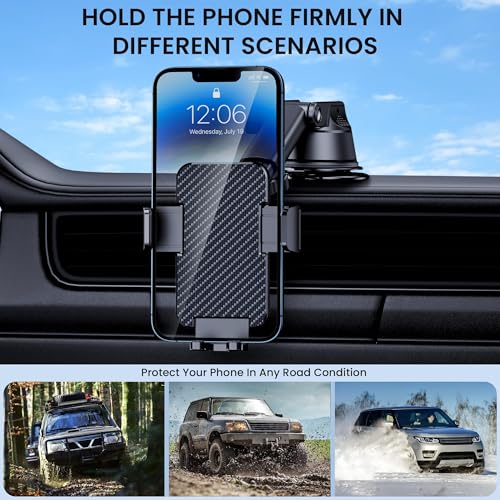 Phone Holders for Your Car [Military Grade Suction Ultra Strong Base] Cell Phone Car Holder 3 in 1 Dashboard