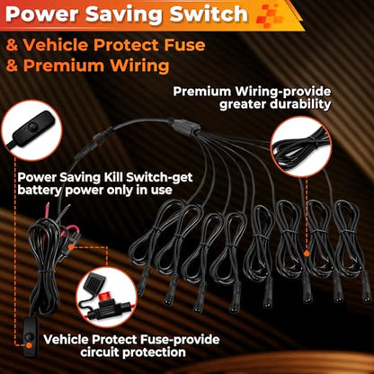 40 Pods Pure White LED Rock Lights Kit with Switch Wiring Harness (40 Count)