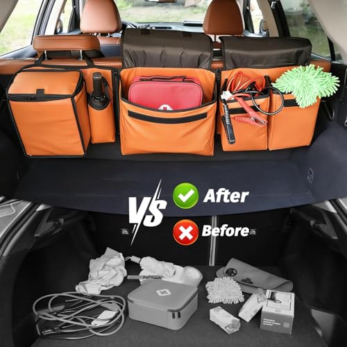 Deluxe Leather Trunk and Backseat Organizer for Car SUVs & RVs