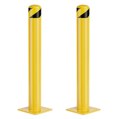 Safety Bollard Post, 36 Inch Height Steel Bollards, 4.5 Inch Diameter Parking Bollard, Yellow Powder Coated Safety Parking Barrier Post, for Traffic Sensitive Areas (36inch 2Pack)