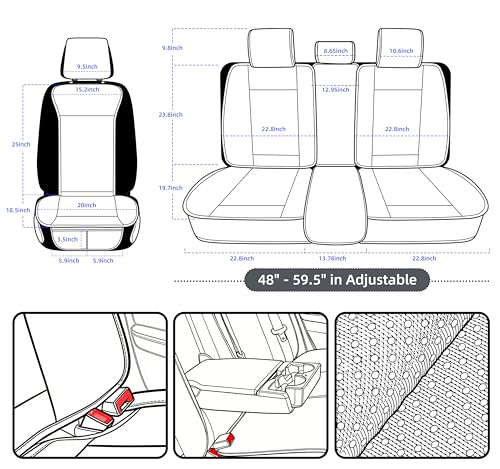 Car Seat Cover Full Set Leather Waterproof Front Rear Black