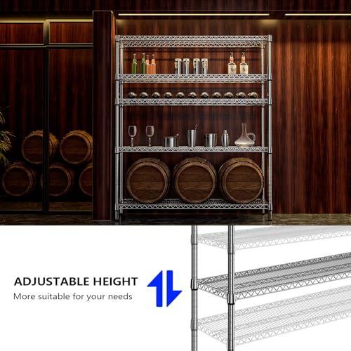 3500LBS 59" W 5 Tier Storage Shelves Rack Metal Wire Shelving Unit