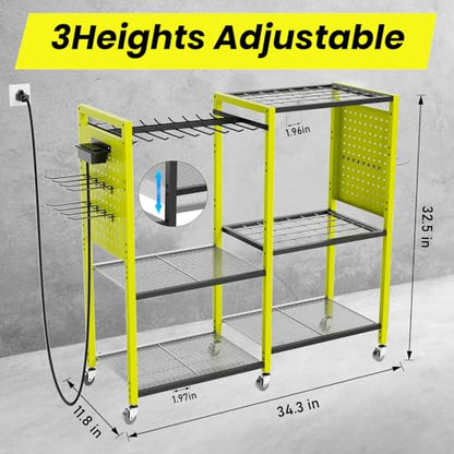 Heavy Duty Power Tools Organizer Cart with Charging Power Strip