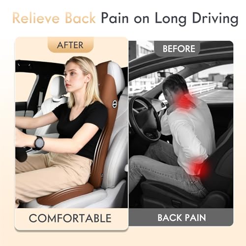 Memory Foam Seat Cushion for Car and Lumbar Support Headrest Pillow Ergonomic Car Seat Back Support Neck Pillow for Driving Truck Driver Seat Cushion Lumbar Pillows for Back Pain Relief
