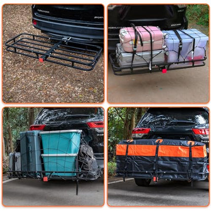 53" x 19" Hitch Mount Cargo Carrier Basket 500LB Capacity with Hitch Stabilizer