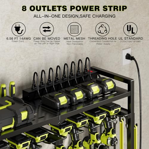 Power Tool Organizer Cart with Charging Station