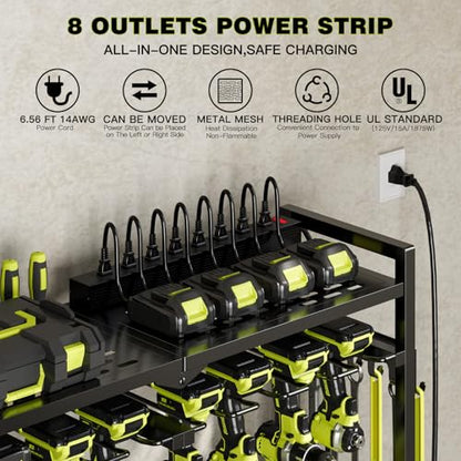 Power Tool Organizer Cart with Charging Station