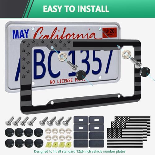 Black American Flag License Plate Frame