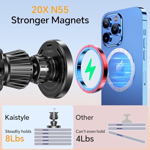 for MagSafe Car Mount Charger【Stronger Magnet】 iPhone Magnetic Wireless Car Charger【Dashboard+Vent】for Magsafe Car Charger Cell Phone Car Mount for iPhone 16 Pro Max 15 14 13 12 MagSafe Cases