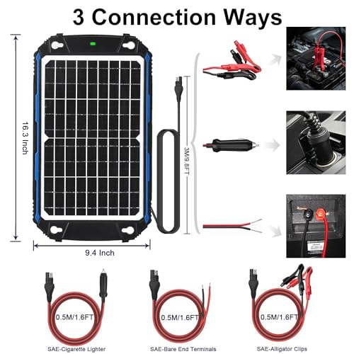 Waterproof 12W 12V Solar Battery Charger & Maintainer Pro