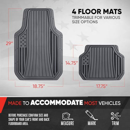 MotorTrend Black Flag Rubber Floor Mats