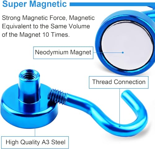 Magnetic Hooks 20pcs 30lbs+ Cruise Essentials 2026 Magnet Hook Blue (20 Count)