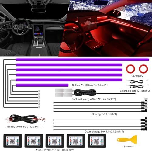 Acrylic Interior Car LED Strip Light with Wireless APP