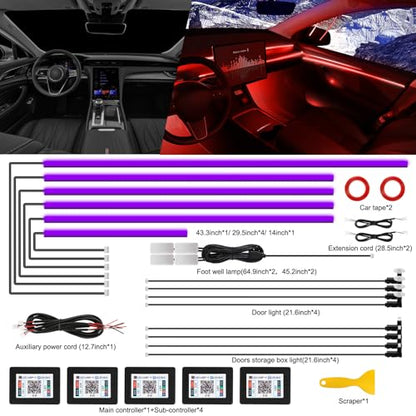 Acrylic Interior Car LED Strip Light with Wireless APP