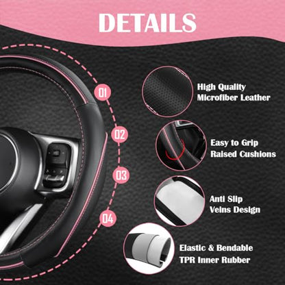 Car Seat Covers Full Set for Women Girls with Waterproof Car Floor Mats