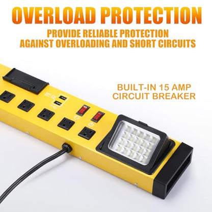 6 Outlets Power Strip with LED Worklight