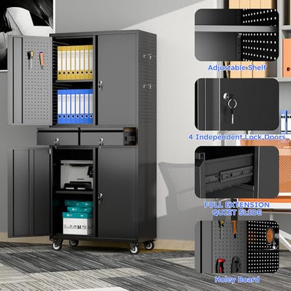 71 Inch Garage Storage Cabinet with 2 Drawers