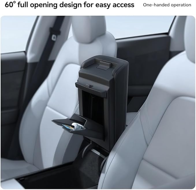 GGCLIMAX Car Organizers And Storage Magnetic Hidden Armrest Storage Box Compatible with Tesla Model 3 (2019-2023) Model Y (2021-2024) ABS Center Console Organizer