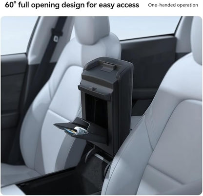 GGCLIMAX Car Organizers And Storage Magnetic Hidden Armrest Storage Box Compatible with Tesla Model 3 (2019-2023) Model Y (2021-2024) ABS Center Console Organizer