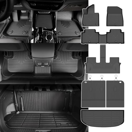 for Kia Telluride Floor Mats 2027 Car Cargo Liner with Backrest 7&8 Seater