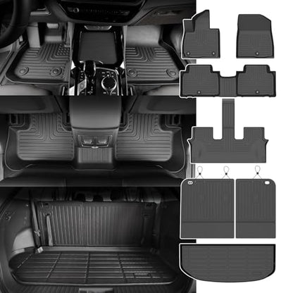 for Kia Telluride Floor Mats 2027 Car Cargo Liner with Backrest 7&8 Seater