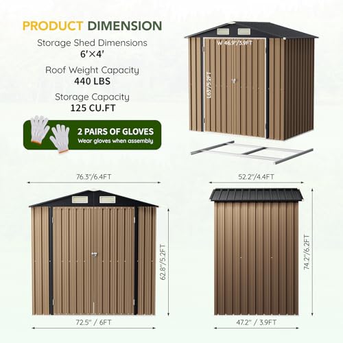 Outdoor Steel Storage Shed with Floor Frame