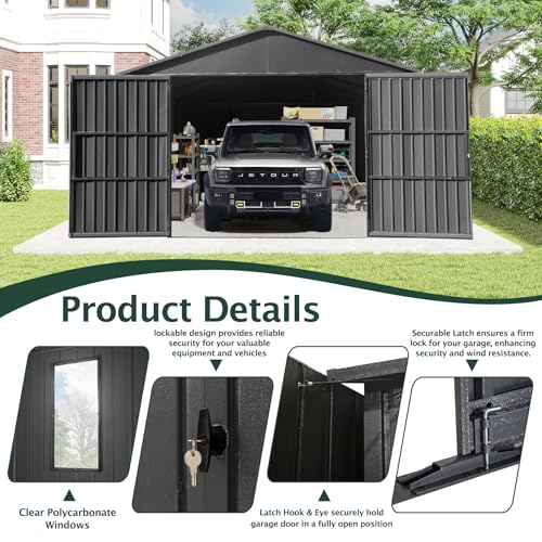 Domi 12’x15’ Outdoor Metal Garage Shed