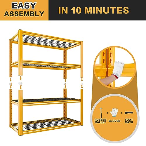 40" W Yellow Garage Shelving with Double (4 Count)